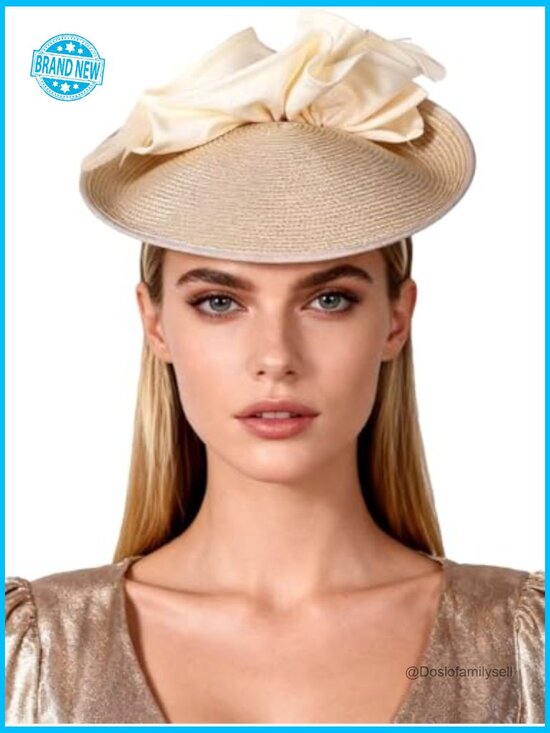 Straw Derby Hat with Feather for Tea Party & Cocktail Events - Elegant main image 4